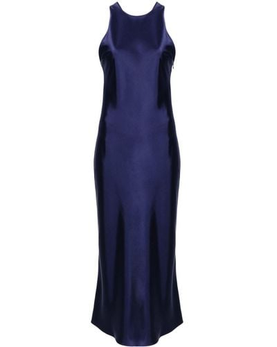 Claudie Pierlot Round-neck Satin Maxi Dress - Blue