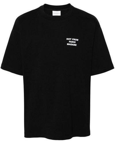 Drole de Monsieur Slogan-print Cotton T-shirt - Black