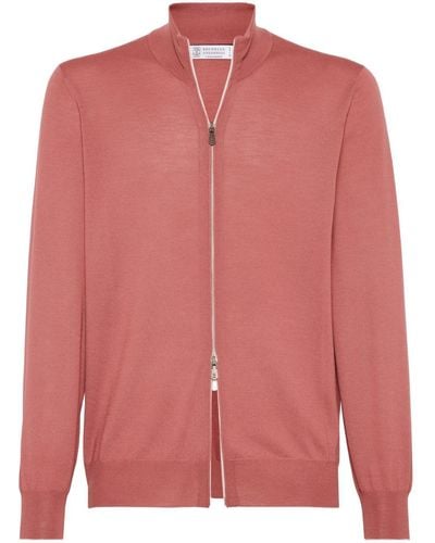 Brunello Cucinelli Fine-knit Zip-up Cardigan - Pink