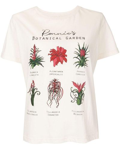 Isolda Ronnie's Botanical Garden Tシャツ - ホワイト