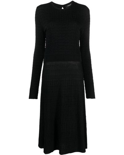 Rochas Long-sleeve Midi Dress - Black