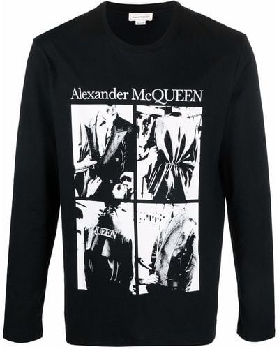 Alexander McQueen プリント ロングtシャツ - ブラック