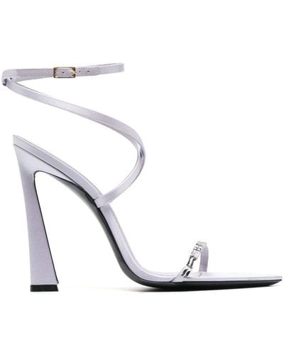 Saint Laurent Gippy Crystal Leather Sandals - Women's - Calf Leather/rubber/fabric - White