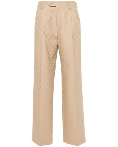 Gucci GG Wool Jacquard Pants - Natural