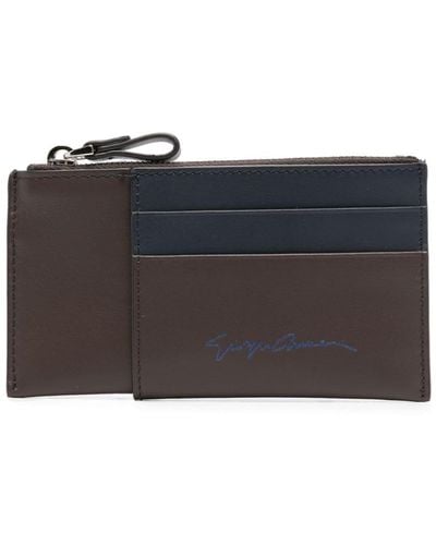 Giorgio Armani Embossed-logo Leather Cardholder - Black