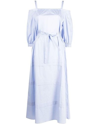 Peserico Robe ceinturée à détails plissés - Bleu