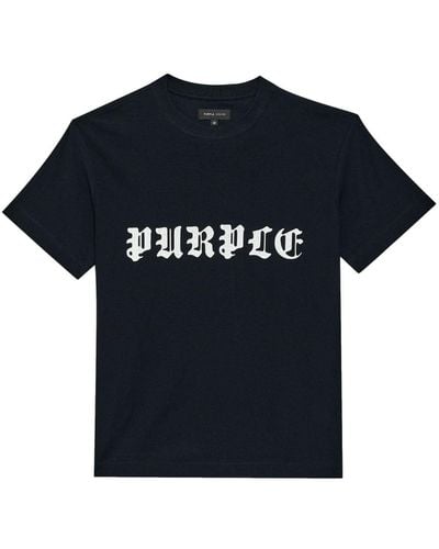 Purple Brand Gothic Wordmark Cotton T-shirt - Blue