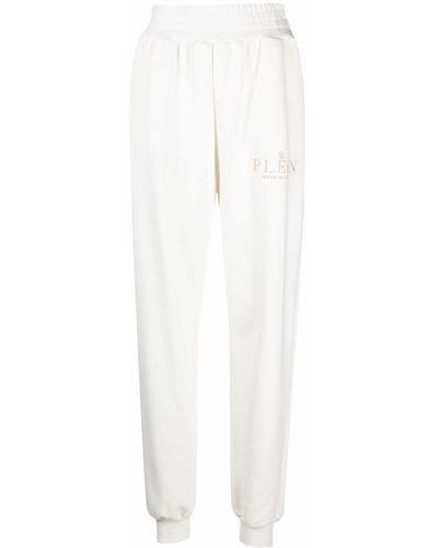 Philipp Plein Pantalones de chándal Iconic Plein de talle alto - Blanco