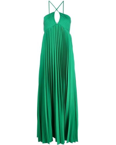 P.A.R.O.S.H. Palmer Pleated Long-length Dress - Green