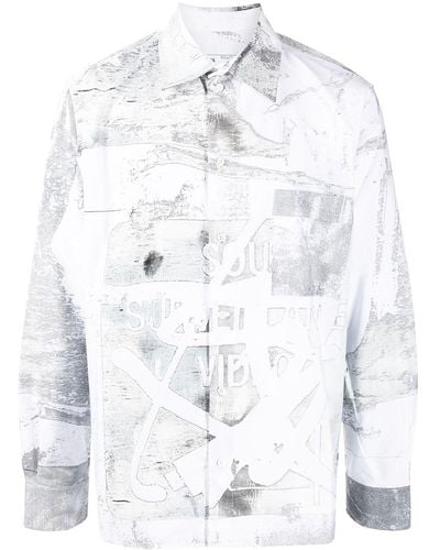 Off-White c/o Virgil Abloh Faded-print Oversized Cotton Shirt - White