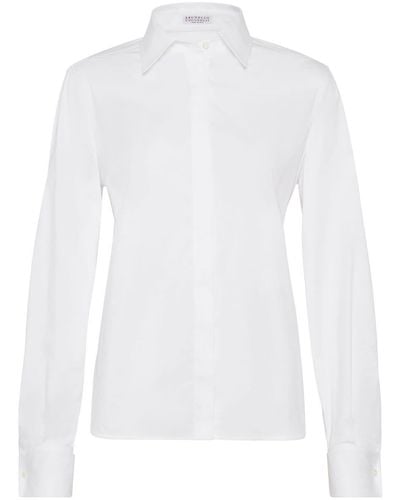 Brunello Cucinelli Hemd mit verdecktem Verschluss - Weiß