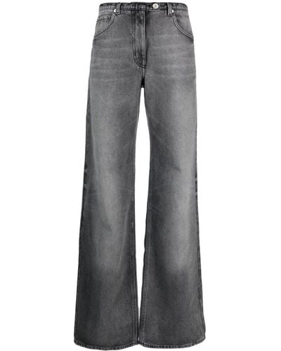 Courreges Stonewashed Low-rise Wide-leg Jeans - Gray