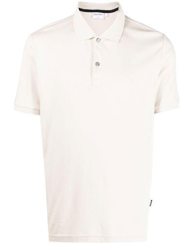 Calvin Klein Chest Logo-print Polo Shirt - Natural
