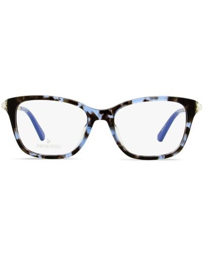 Swarovski Eckige Brille in Schildpattoptik - Blau