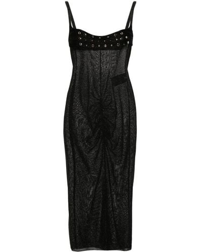 Alessandra Rich Lurex Studded Midi Dress - Black