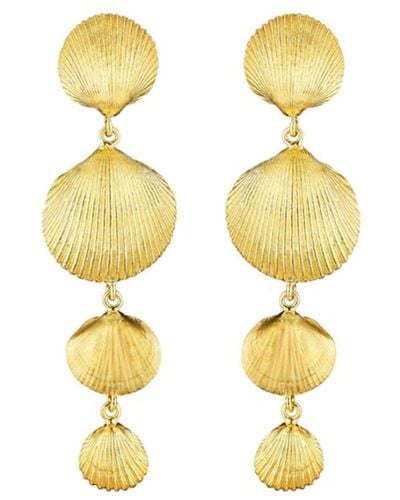 CADAR 18kt Yellow Gold Shell Drop Earrings - Metallic