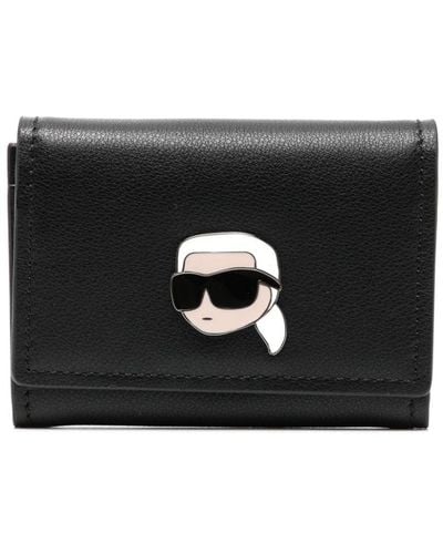 Karl Lagerfeld Petit portefeuille en cuir - Noir