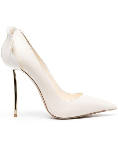 Le Silla Petalo 12mm Ruffled-detail Leather Court Shoes - White