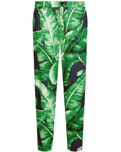 Dolce & Gabbana Banana Leaf-print Trousers - Green