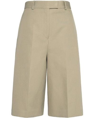 Ferragamo Cotton-silk Tailored Shorts - Natural
