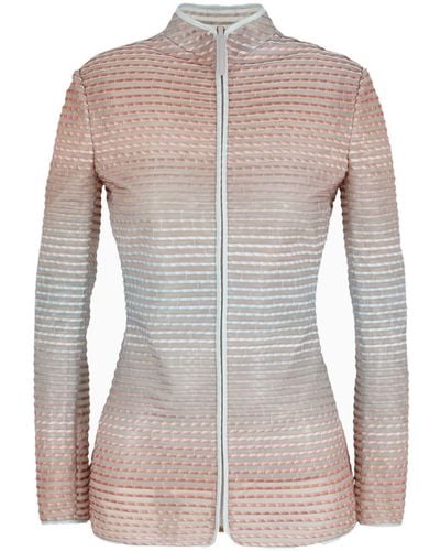 Giorgio Armani Striped Contrast-trim Jacket - Pink