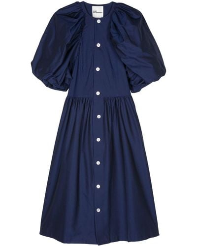 Noir Kei Ninomiya Cotton Poplin Midi Dress - Blue