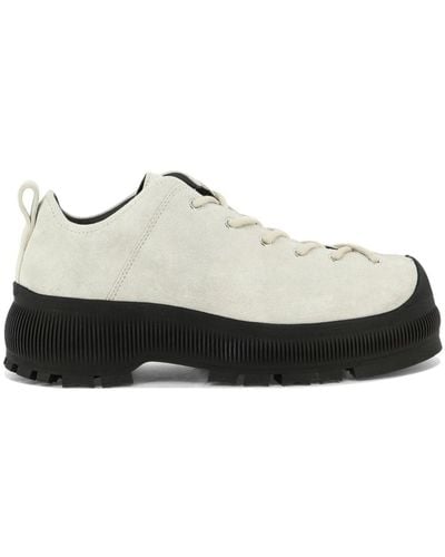 Jil Sander Lace-up Suede Hiking Boots - White