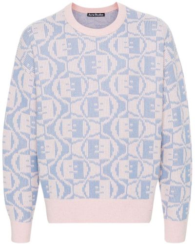 Acne Studios Pullover mit Face-Jacquard - Blau