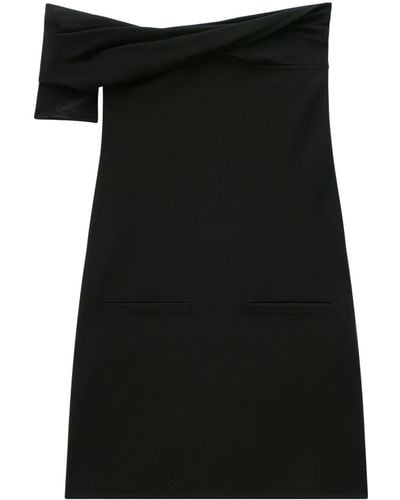 Courreges Twist-front Off-shoulder Crepe Minidress - Black