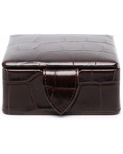 Aspinal of London Crocodile-effect Leather Box - Brown