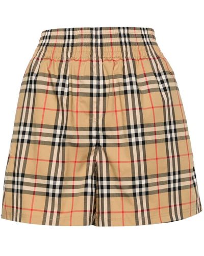 Burberry Check pattern Shorts in Natural Lyst UK