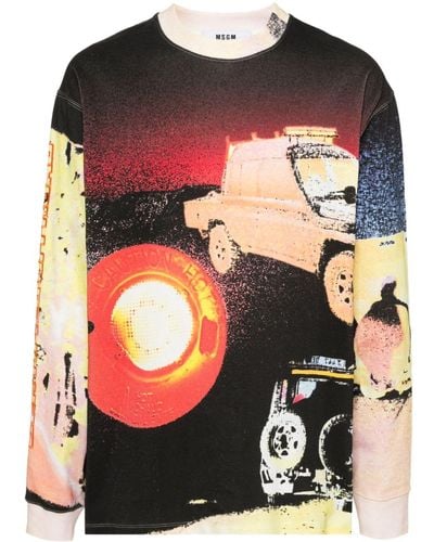 MSGM T-shirt con stampa grafica - Nero