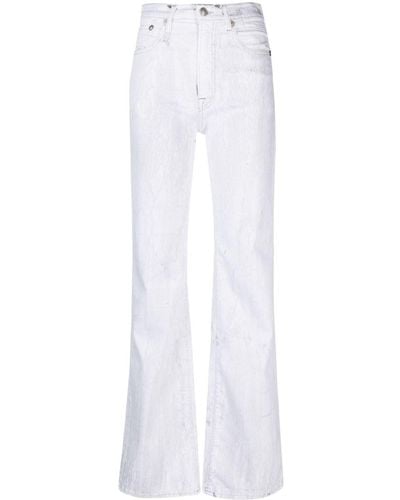R13 Jane Crackled-effect Wide-leg Jeans - White