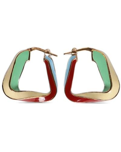 Bottega Veneta Twist Triangle Hoop Earrings - Green