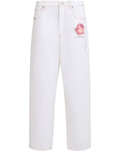 Marni Appliquéd Tapered Jeans - White