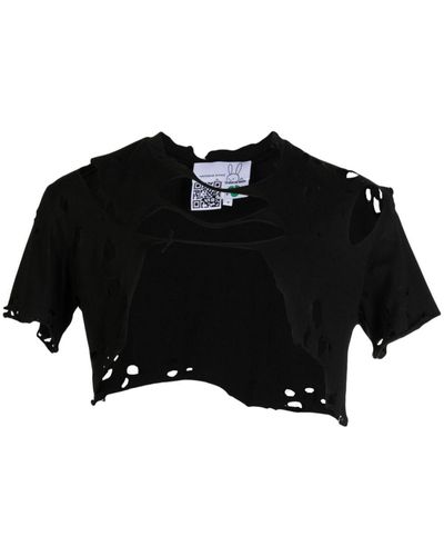 Natasha Zinko T-shirt Monster 2 con effetto vissuto - Nero