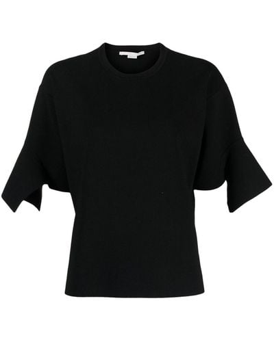 Stella McCartney Camiseta asimétrica de manga corta - Negro