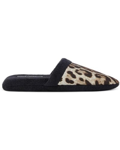 Dolce & Gabbana Zapatos slippers con estampado de leopardo - Negro