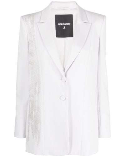 Patrizia Pepe Bead-embellished Flannel Jacket - White