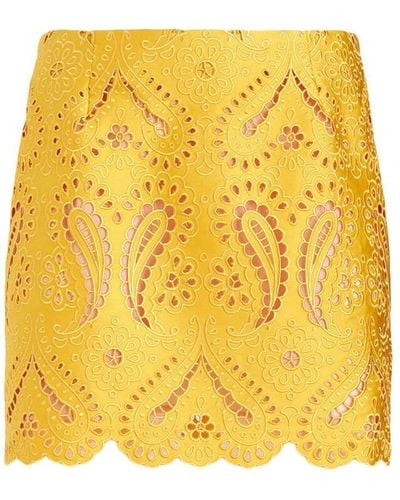 Etro Embroidered Design Mini Skirt - Yellow