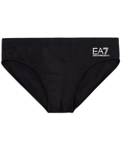 EA7 Short de bain à logo EA7 imprimé - Noir
