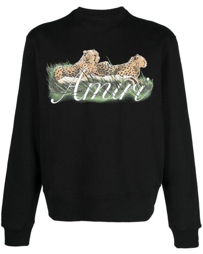 Amiri Sweatshirt mit Geparden-Print - Schwarz