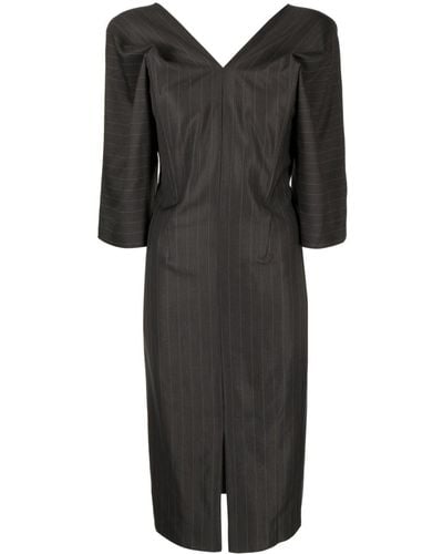 Litkovskaya Striped Wool-silk Dress - Black