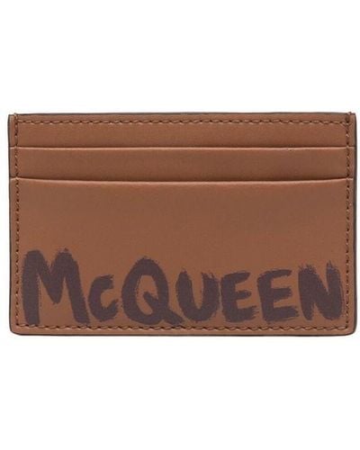 Alexander McQueen Logo-print Leather Cardholder - Brown