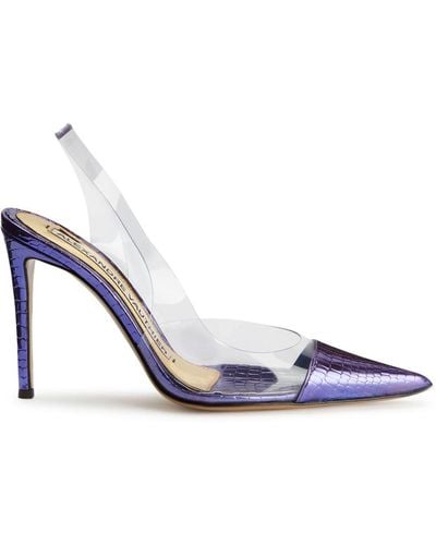 Alexandre Vauthier 105mm Metallic-finish Court Shoes - Blue