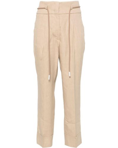 Peserico Pleat-detail Cropped Pants - Natural