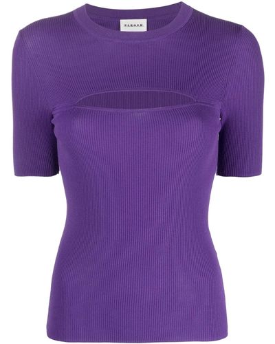 P.A.R.O.S.H. Cut-out Fine-ribbed Top - Purple