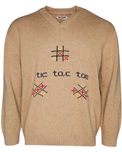 Bode Tic-tac-toe Wool Sweater - Natural