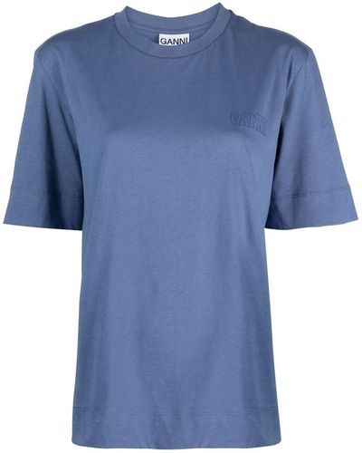Ganni T-shirt Met Logoprint - Blauw
