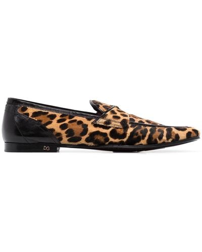 Dolce & Gabbana Erice Loafers Met Luipaardprint - Bruin